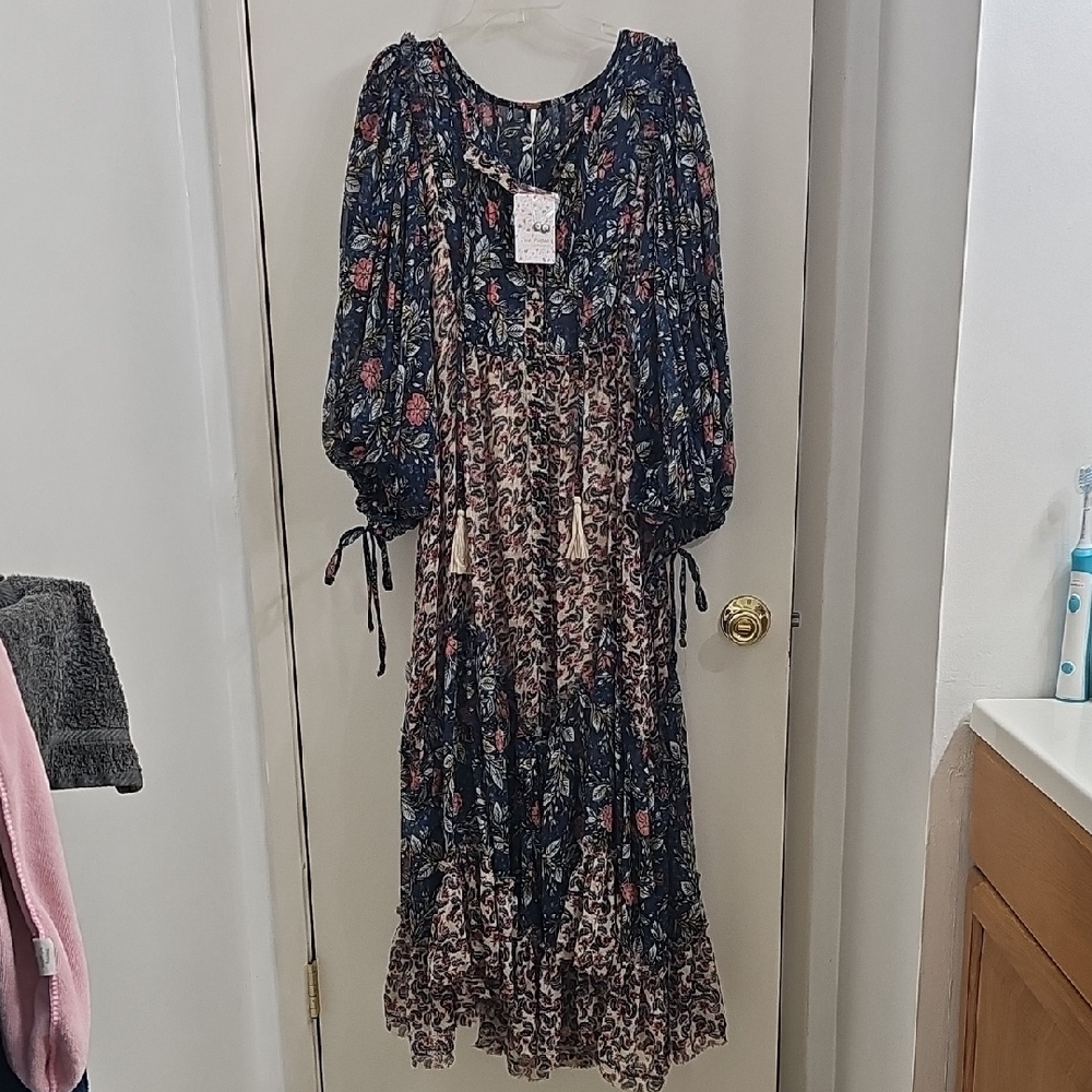Free People Navy Floral Maxi Dress